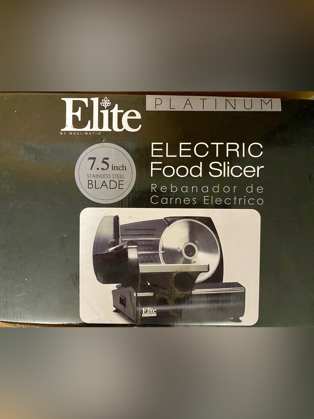 Elite Platinum Precision Deli Food Slicer, 7.5" Blade, Black